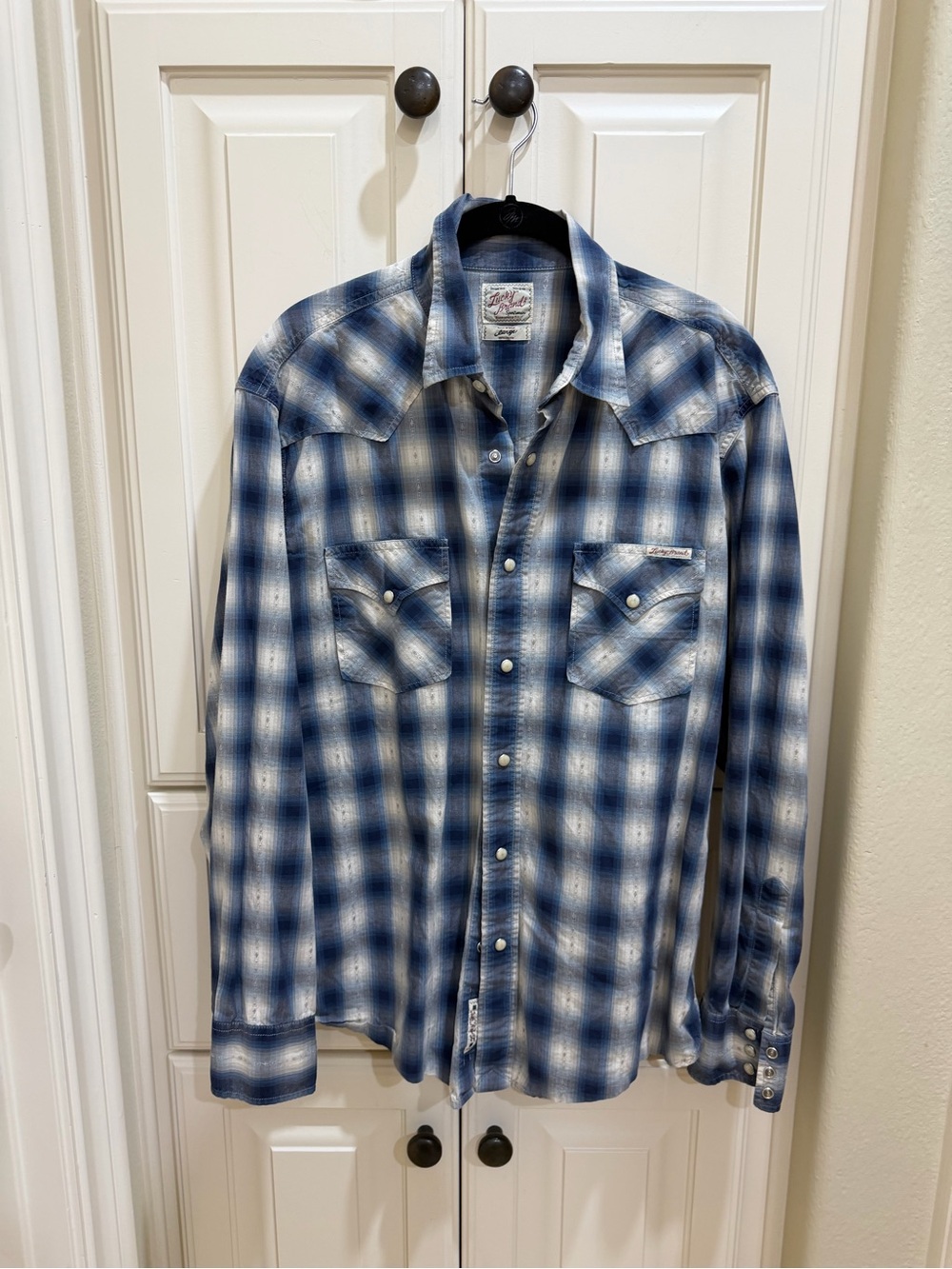 Lucky Brand Pearl Snap Shirt Men’s L 100% cotton